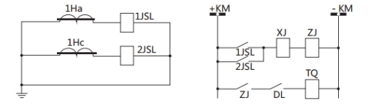 JSL-16繼電器構(gòu)成的二相式定時限保護的原理圖