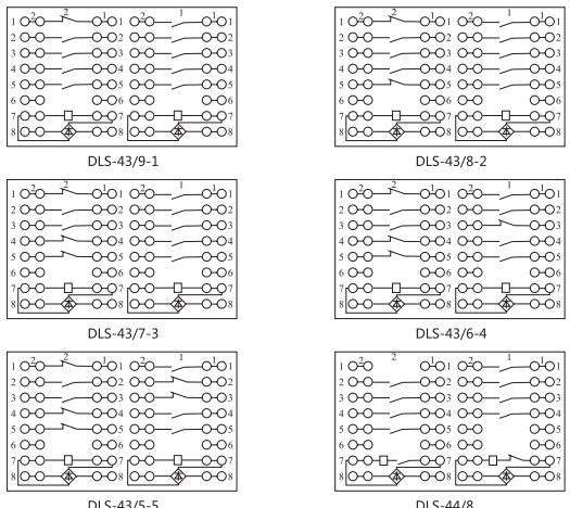 DLS-43/5-5雙位置繼電器內(nèi)部連接線圖片2