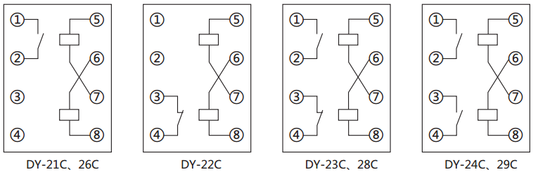 DY-27C、D電壓繼電器內(nèi)部接線圖