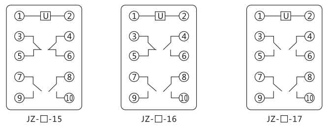 JZY（J)-32靜態(tài)中間繼電器內(nèi)部接線圖及外引接線圖