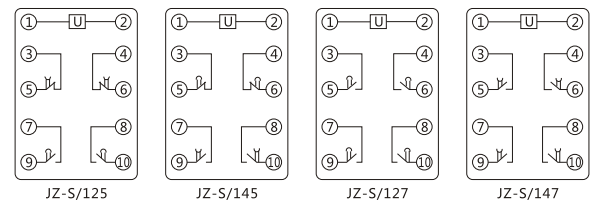 JZ-S/226靜態(tài)可調(diào)延時中間繼電器內(nèi)部接線圖及外引接線圖