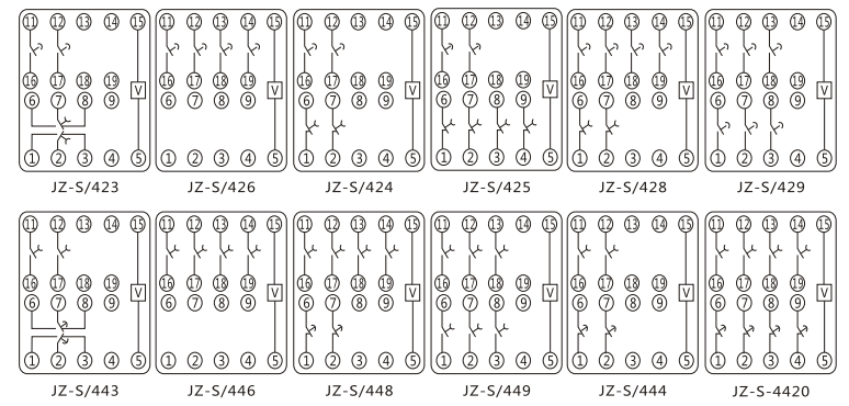 JZ-S/226靜態(tài)可調(diào)延時中間繼電器內(nèi)部接線圖及外引接線圖