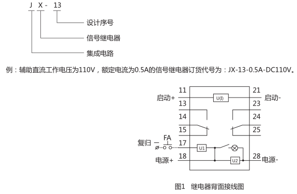 JX-13信號繼電器型號含義圖