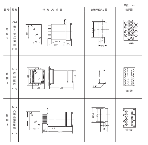 DT-1/130同步檢查繼電器外形及開(kāi)孔尺寸